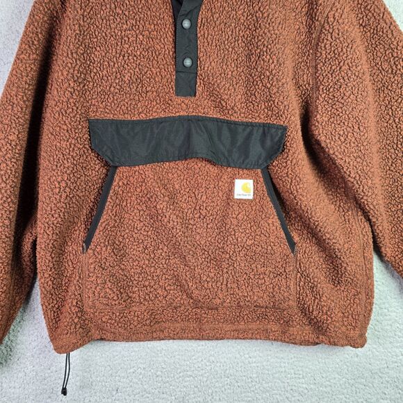Carhartt Sherpa Fleece Pullover Large Rust Brown Quarter Snap OJ4991 Fall - Picture 14 of 16